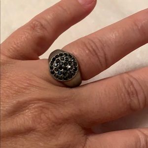 Tommassini black and crystal ring size 8